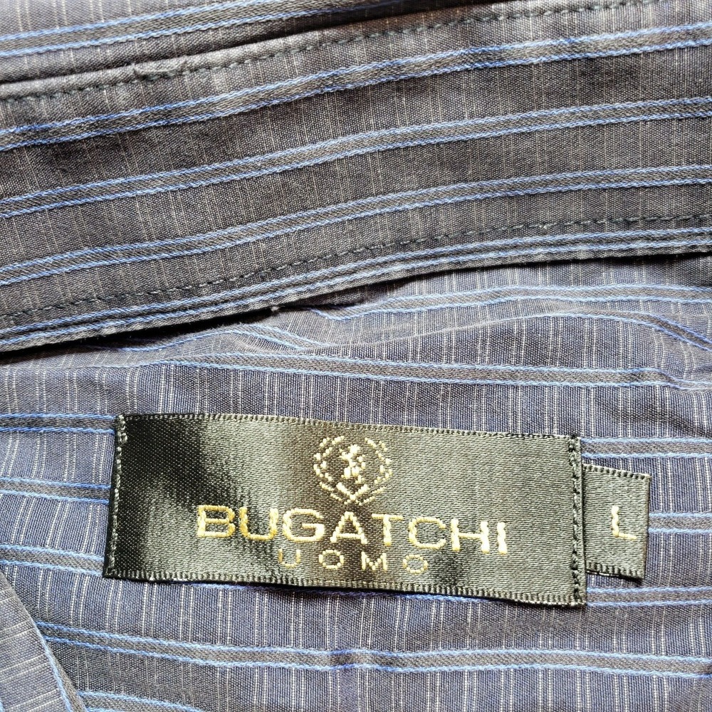 Bugatchi Shirt Mens Large Blue Button Up Long Sleeve Dress Casual - Picture 4 of 9